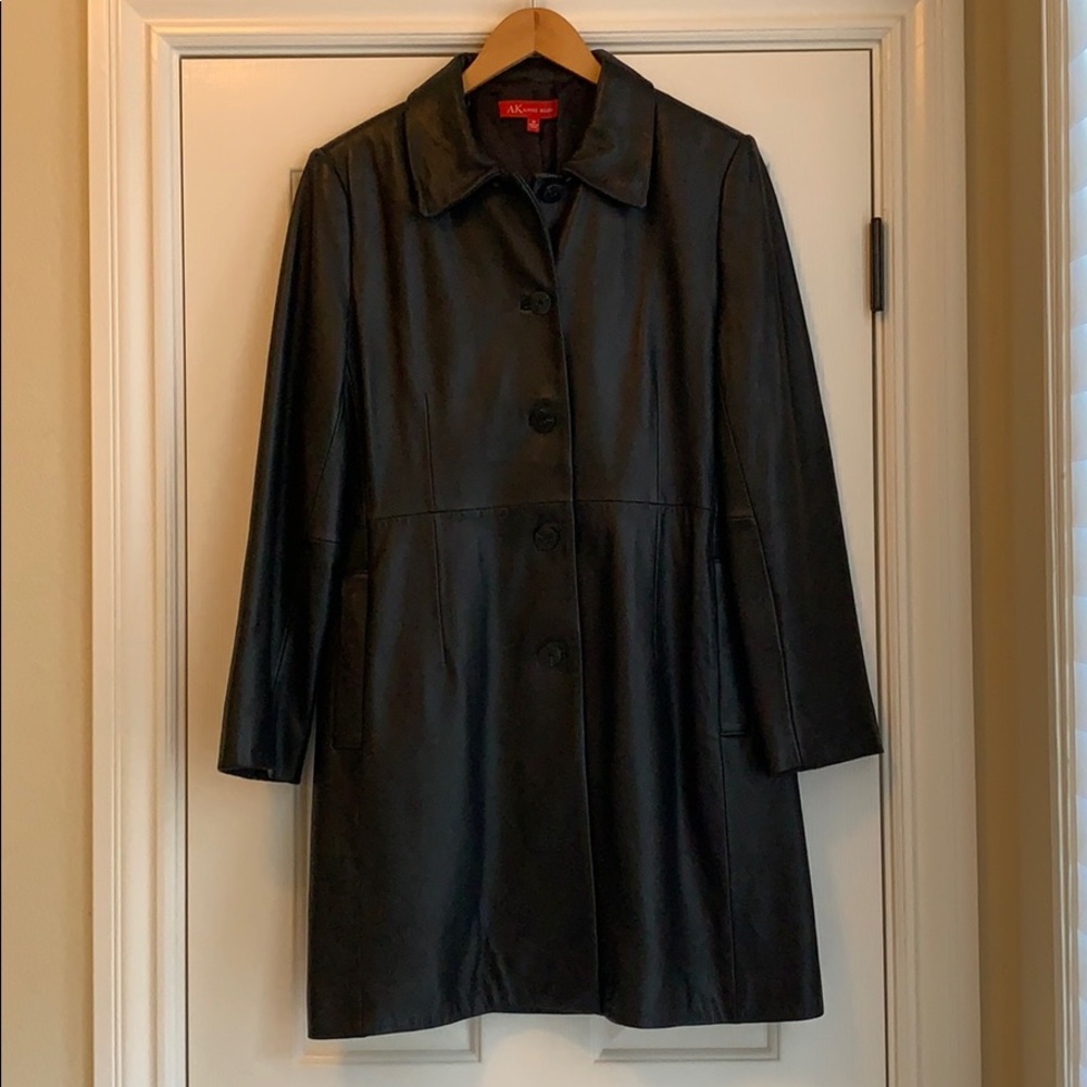 Anne Klein black Leather Coat